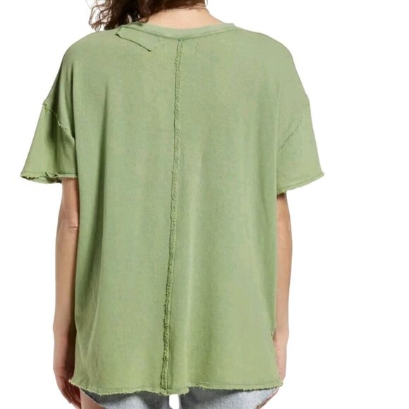 Free People We The Free Joni Distressed Oversized Tee Shirt Laurel Green Size XS - Picture 4 of 8